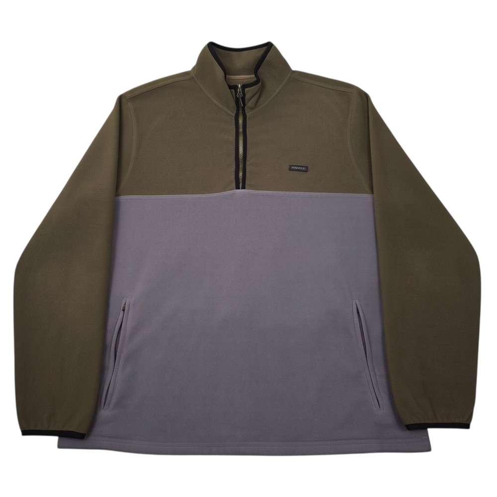 O'Neill Pullover Mens XL Green Gray TRVLR Conway Superfleece Quarter Zip
